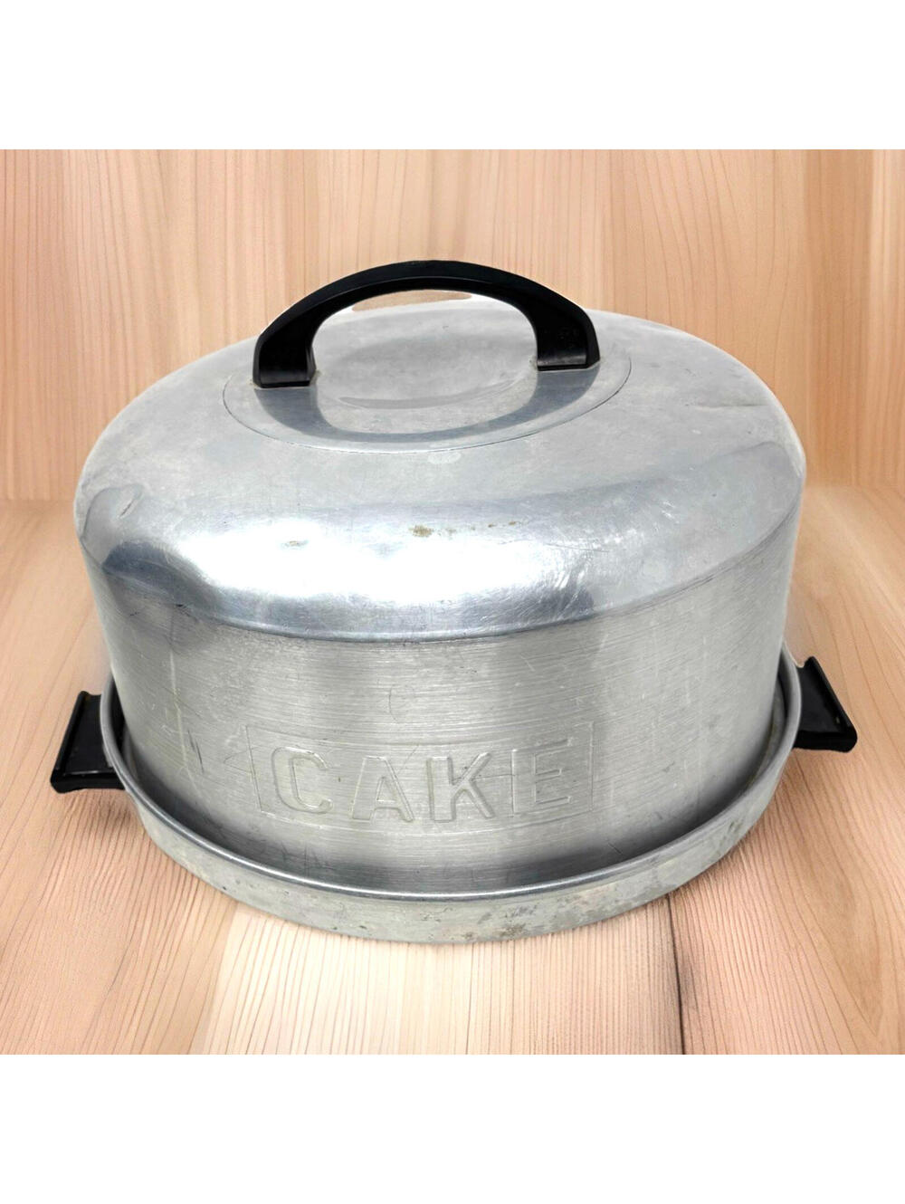 Vtg MCM Kromex Spun Aluminum Cake Carrier Holder Taker Keeper w/ Locking Lid 11"